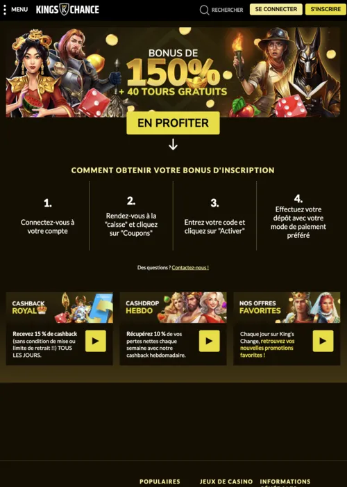 Promotions récompenses exclusives royal Kings Chance Casino