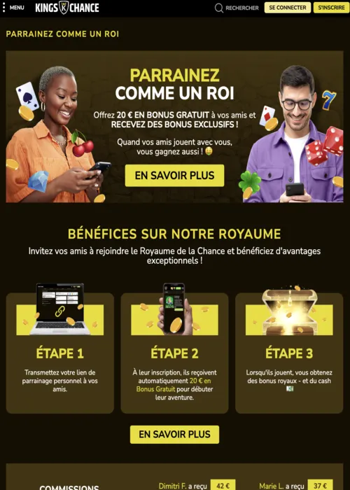 App mobile plateforme download Kings Chance Casino